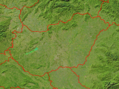Hungary Satellite + Borders 800x600